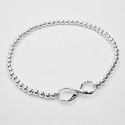 Srebrna zapestnica s kroglicami in simbolom neskončnosti