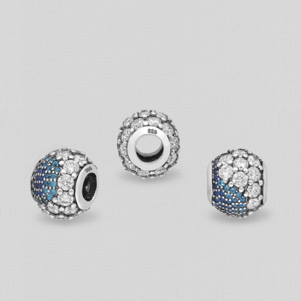 Srebrni obesek s cirkoniji - moder