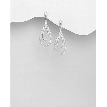 Srebrni uhani solzice s cirkoniji