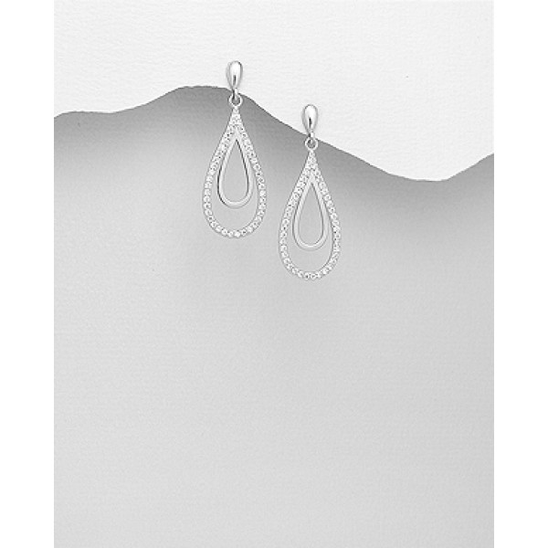 Srebrni uhani solzice s cirkoniji