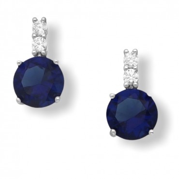 Srebrni uhani bučka z modrim cirkonijem