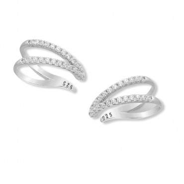 Manšetni srebrni uhani okrašeni s cirkoniji