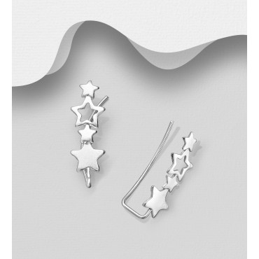 Manšetni srebrni uhani v obliki zvezdic